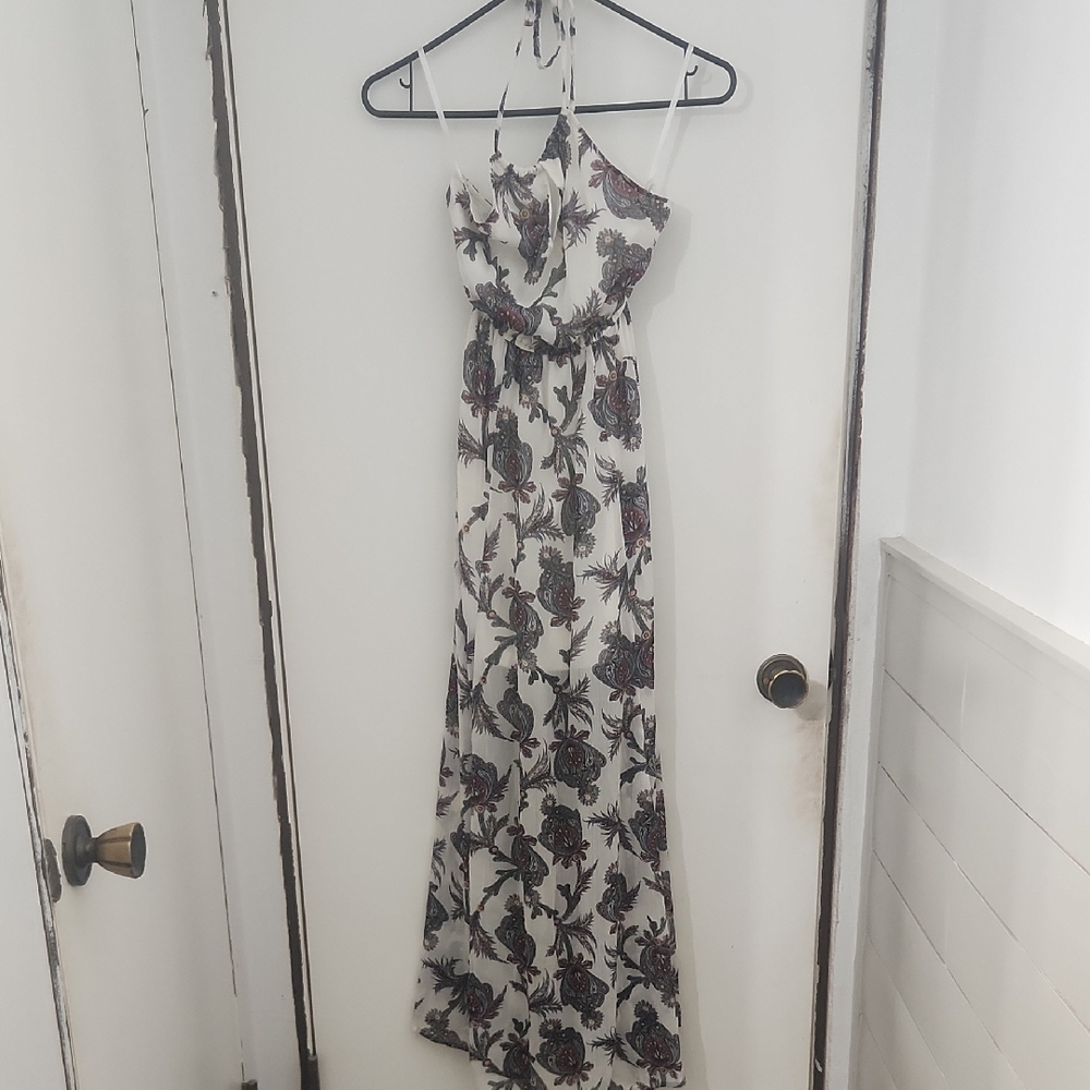 Abercrombie & Fitch Black and Purple Floral Maxi Dress